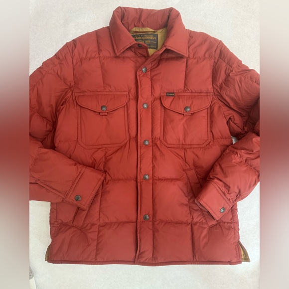 Filson Red Down Quilted Jacket Mens Size XS Dark Red